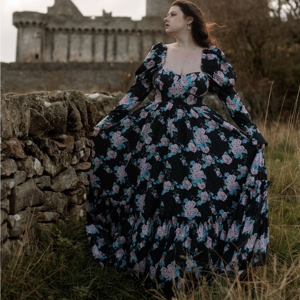 Selkie Black and Pink Floral Dress